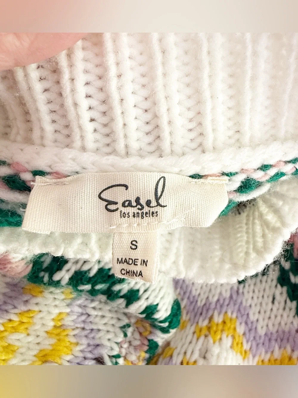 Easel Women Floral Fair Isle Nordic Sweater Cozy‎ Cabin Comfy Cottage Granny